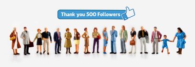 Thank you 500 followers, template for social media networks clipart
