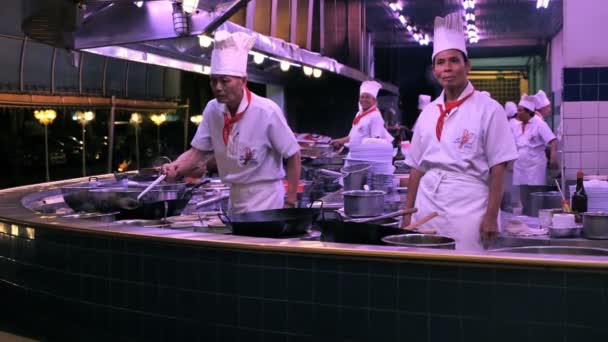 Bangkok Thailand November 2019 Cooks Working Kitchen Large Seafood Restaurant — ストック動画