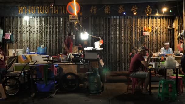 Bangkok Thaïlande Novembre 2019 Restaurant Nuit Plein Air Dans Quartier — Video