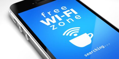 3D illüstrasyon: ücretsiz Wi FI bölgesinden imzalı bir cep telefonunun kapatılması