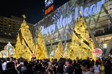 Noel ve yılbaşı dekorasyon ışık, Bangkok, Tayland