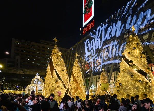 Natale e Capodanno decorazione luce, Bangkok Thailandia — Foto Stock