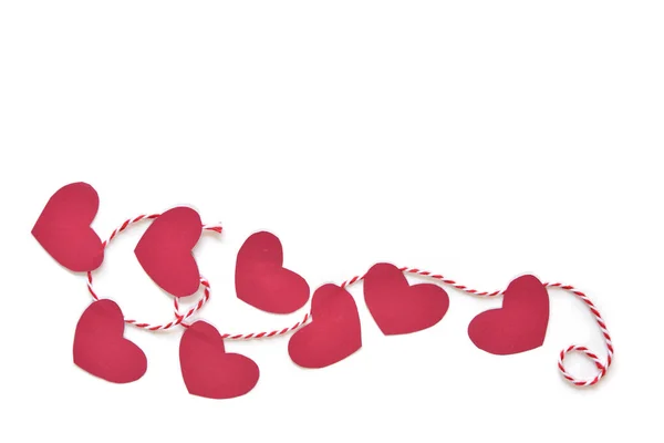 Heart bunting paper cut on white background - isolated — Stock Photo, Image