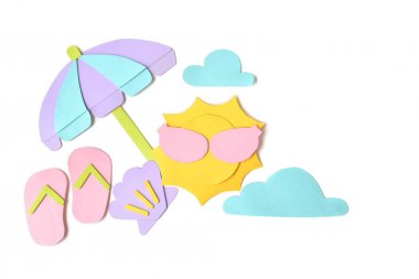 İzole beyaz zemin üzerine - yaz öğe kağıt kesme