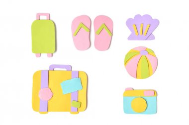 İzole beyaz zemin üzerine - yaz öğe kağıt kesme