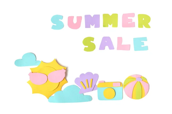 Summer sale paper cut on white background - isolated — Stock Photo, Image