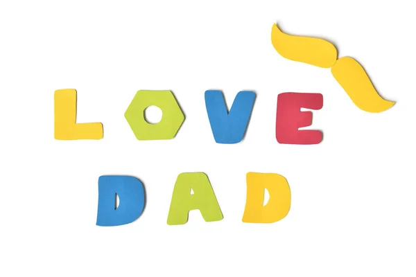 Love dad card paper cut on white background - isolated — Stock Photo, Image