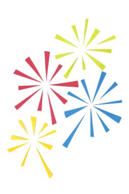 Beyaz arka plan üzerinde havai fişek kağıt kesme