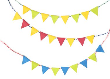 İzole beyaz zemin üzerine - renkli kiraz kuşu kağıt kesme