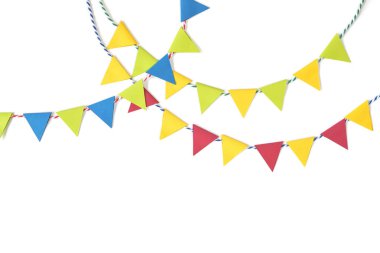 İzole beyaz zemin üzerine - renkli kiraz kuşu kağıt kesme