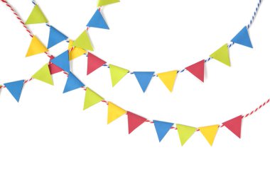 İzole beyaz zemin üzerine - renkli kiraz kuşu kağıt kesme