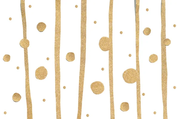 Gold glitter dots and stripes paper cut on white background — Stock Photo, Image