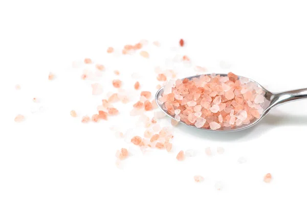 Rosa Himalaya salt på vit bakgrund - isolerade — Stockfoto