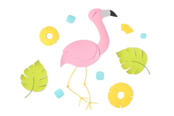 İzole beyaz zemin üzerine - Flamingo kağıt kesme — Stok fotoğraf