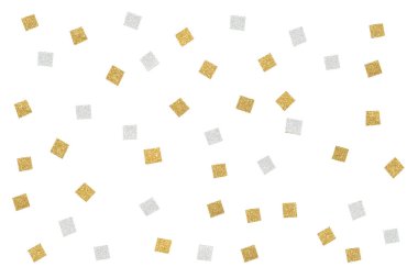 Altın ve gümüş glitter izole beyaz arka plan üzerinde - kare kağıt