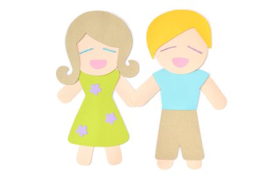 Beyaz zemin üzerine - izole çift kağıt kesme