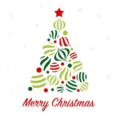 Çizgili süslemeli Noel ağacı - kart