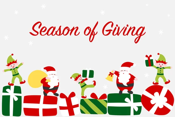 Az ajándékozás évszaka - Karácsonyi üdvözlőlap — Stock Vector