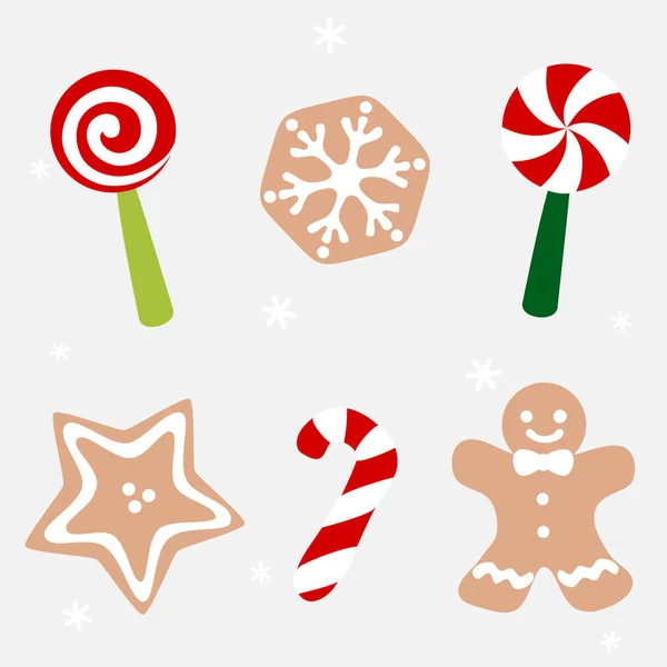 Boże Narodzenie słodkie i ciasteczka - kolorowe — Wektor stockowy