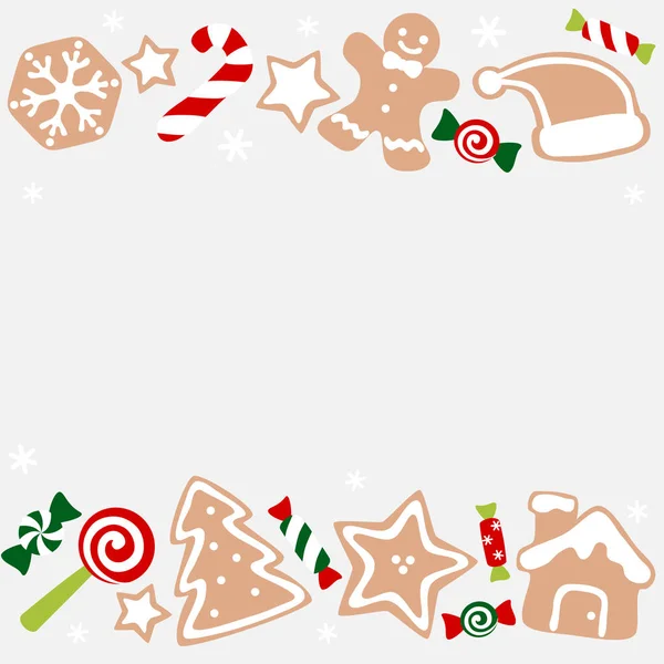 Boże Narodzenie słodkie i ciasteczka ramki - kolorowe — Wektor stockowy