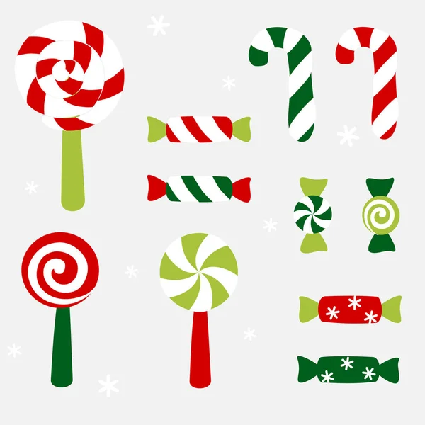 Рождественские конфеты с полосатым и закрученным рисунком — стоковый вектор