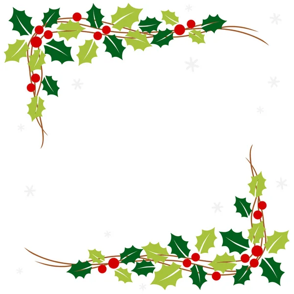 Köşesinde kutsal yapraklar olan Noel çerçevesi