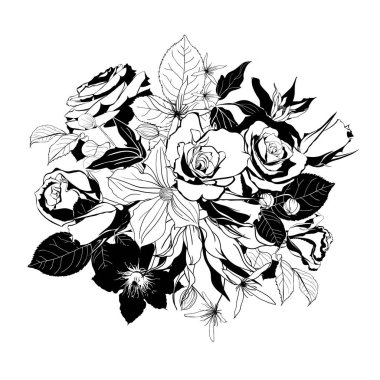 çiçekler çizilmiş. Vektör