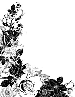çiçekler çizilmiş. Vektör