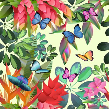 tropikal orman ve flowers.vector