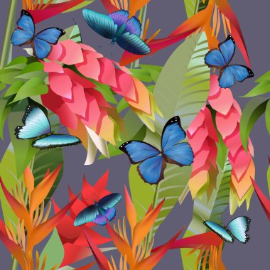 tropikal orman ve flowers.vector