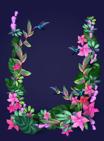 Tropický prales a flowers.vector — Stockový vektor
