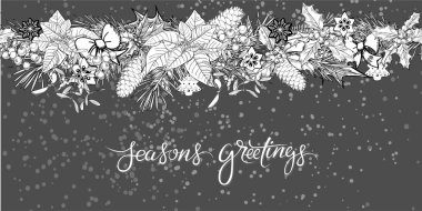 Garland Noel öğe. Mevsim Selam. Noel kartı. Köknar