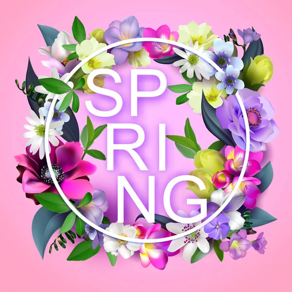 Virágos tavaszi grafikai tervezés - a színes virágok - t-shi — Stock Vector