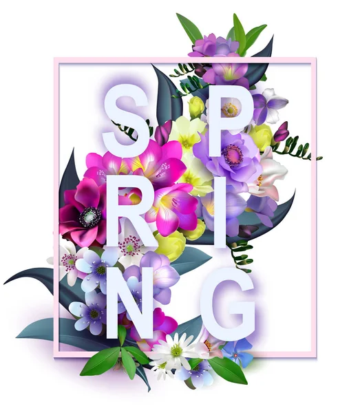 Florales Frühlingsgrafik-Design - mit bunten Blumen - für T-Shi — Stockvektor