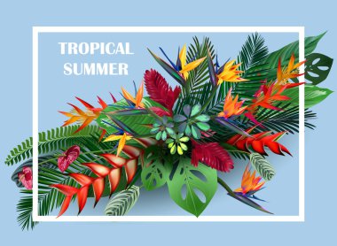 spa tasarım, egzotik seyahat, tatil, eğlence, T-shirt baskı için tropik çiçekler ORMS illüstrasyon vektör