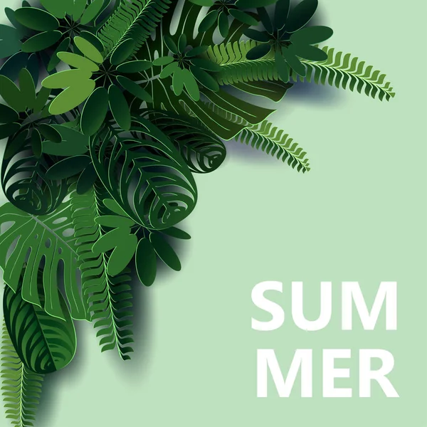 Compoziția Frunzelor Tropicale Stilul Hârtiei Tăiate Pentru Design Spa Călătorii — Vector de stoc