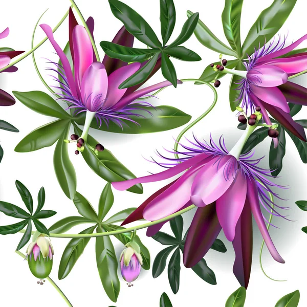 熱帯の花や布印刷用葉のシームレスなパターン ベクトル — ストックベクタ