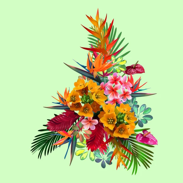 Vektor Banner Tropischer Blumen Und Blätter Illustration Tropischer Blumen Orms — Stockvektor