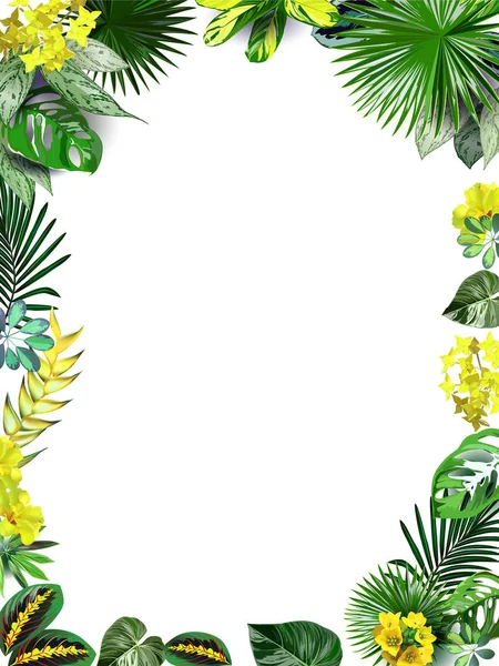 Bandera Vectorial Flores Tropicales Hojas Ilustración Las Tormentas Flores Tropicales — Archivo Imágenes Vectoriales