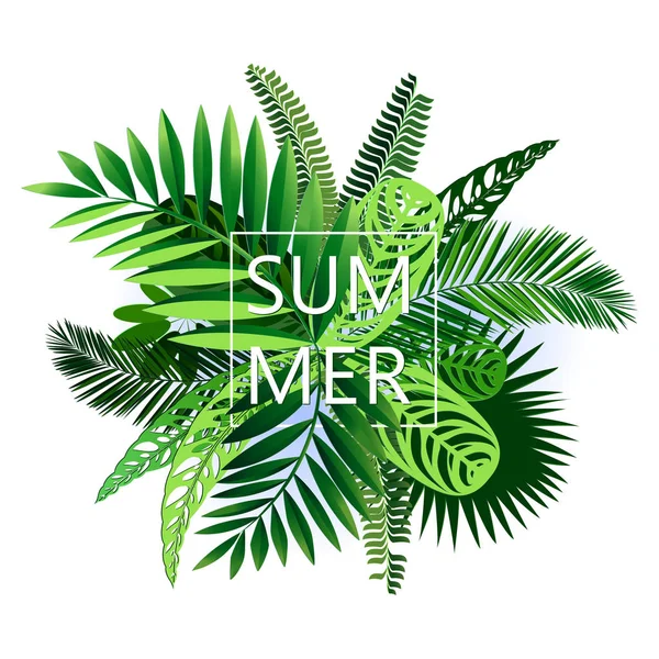ベクトル熱帯の熱帯 エキゾチックなデザインのための紙を切るスタイルで葉旅行 — ストックベクタ
