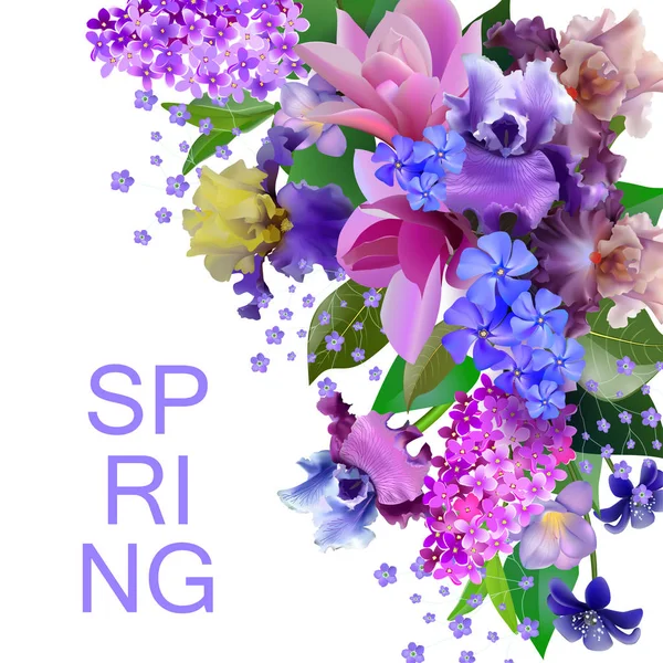 Διάνυσμα Banner Από Ανοιξιάτικα Λουλούδια Για Ένα Spa Σχεδιασμό Άνοιξη — Διανυσματικό Αρχείο