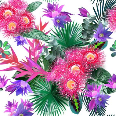 Dikişsiz desen tropik çiçekler vektör