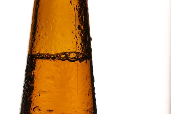 Bottle of cider macro photo. Close up. White background — Stock Photo, Image