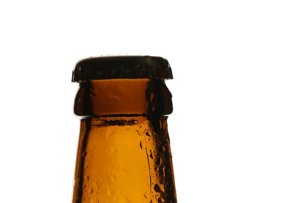 Macro photo of a bottle. Close up. White background — Stock Photo, Image