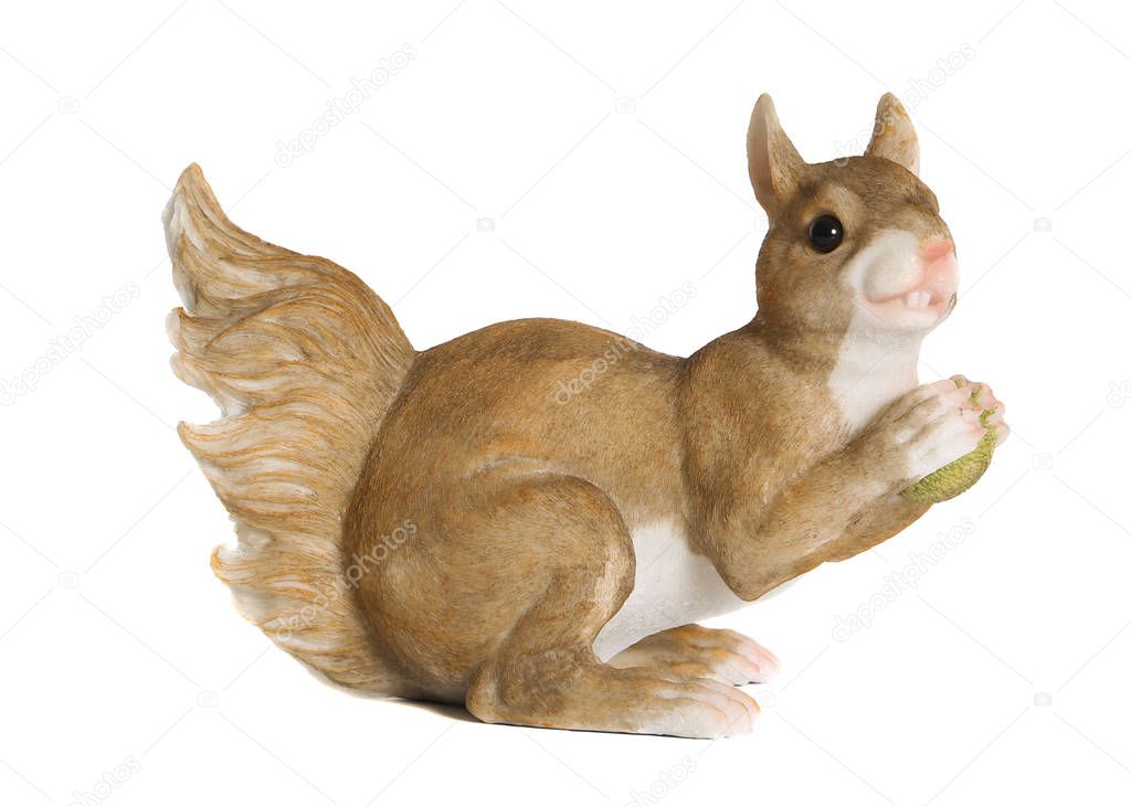 Two porcelain figurines of squirrel. White background