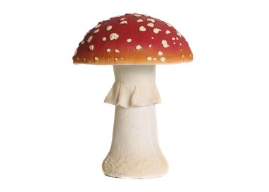 Amanita muscaria heykelcik. Beyaz arka plan