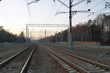 Demiryolu rayları. Belgili tanımlık varoş. Rusya.