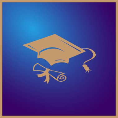 mezuniyet şapkası ve diploma vektör illüstrasyonu