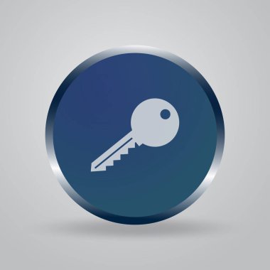 Gri arka plan üzerinde izole trendy düz stil anahtar simgesi.