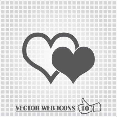 Kalp web simgesi. Düz tasarım stili.